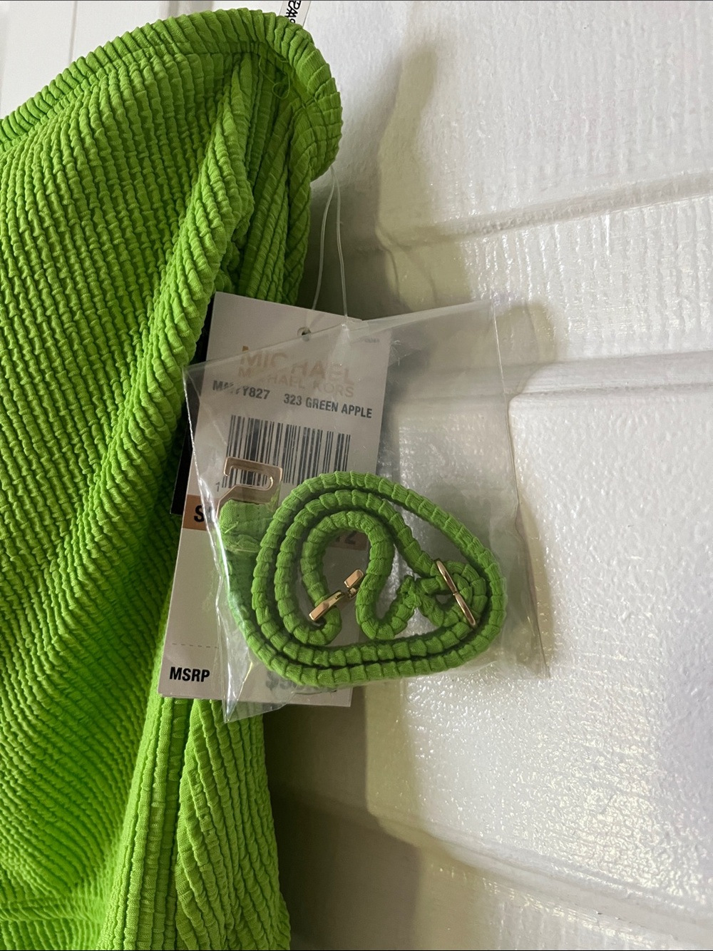 NWT Women’s Green One-Shoulder Cutout One-Piece Swimsuit by Michael Kors Size 12 - Picture 3 of 7
